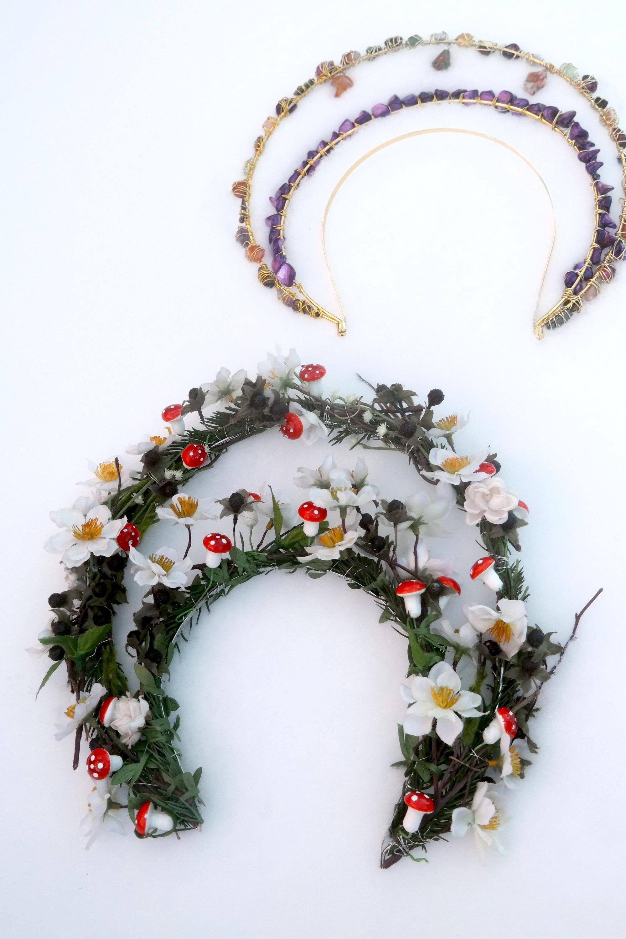 Handmade Flower & Mushroom Halo Headpiece Size ONE SIZE - 10 Thumbnail