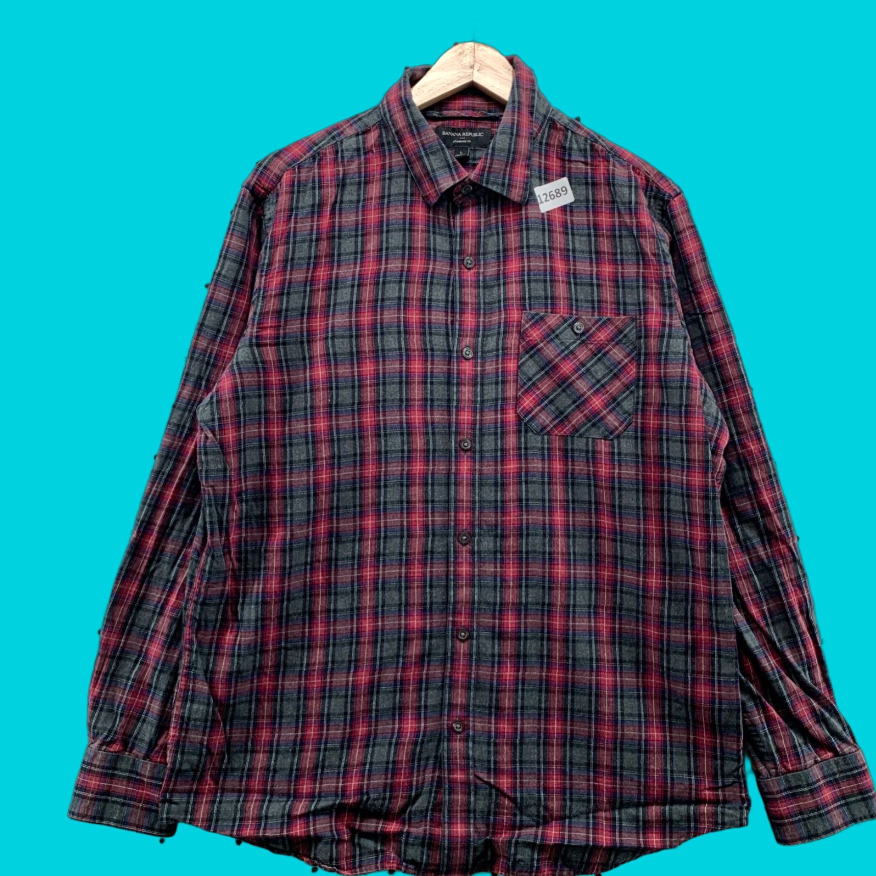 Banana Republic Banana Republic Button Down Shirt Men Size Large Red Black Checker Long Sleeve Shirt Mens Size US L / EU 52-54 / 3 - 1 Thumbnail