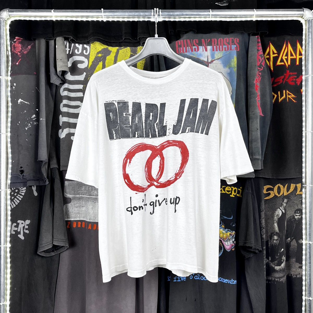 image of Band Tees x Vintage Pearl Jam Don’T Give Up European Summer Tour 1992 in White, Men's (Size XL)