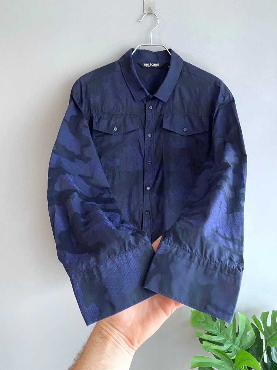 Designer × Neil Barrett Neil Barrett Men's Navy Camo Shirt Made in Italy, Size L-XL Size US L / EU 52-54 / 3 - 8 Thumbnail