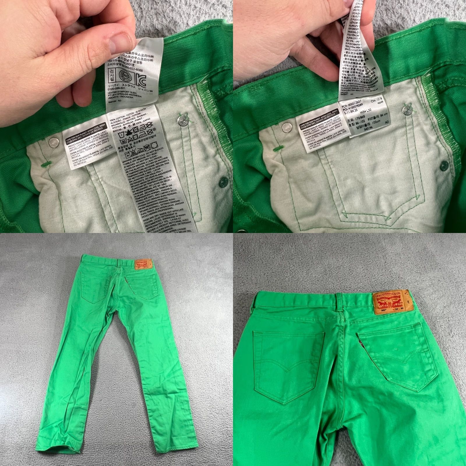 Levi's VINTAGE Levi's 501 Jeans Mens Regular Green 32x29 Slim Fit Pockets 5-Pocket Denim Stonewashed Medium Wash USA 90s Style Size US 34 / EU 50 - 8 Thumbnail