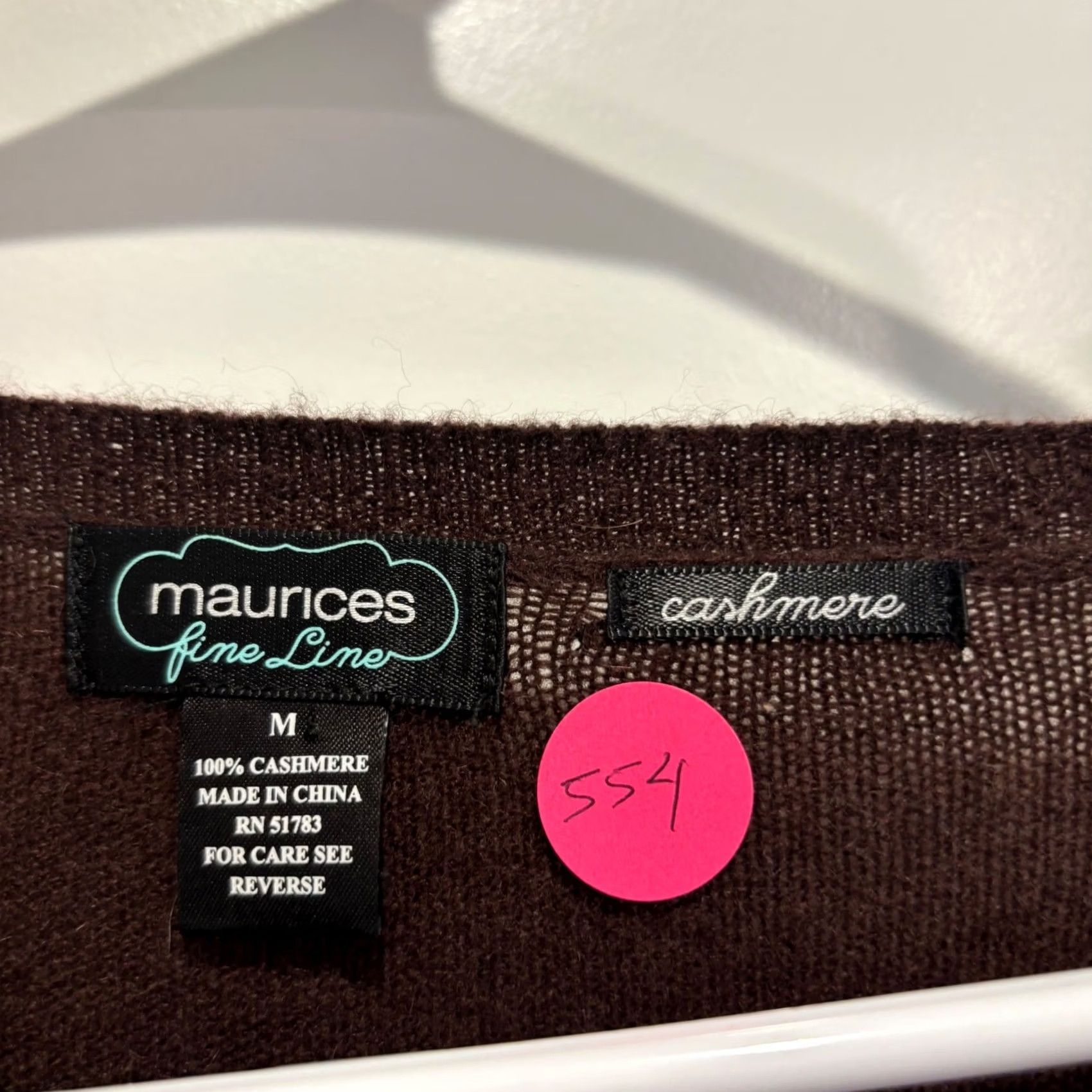 Vintage Maurices Fine Line Brown 100% Cashmere Henley Sweater Scoop Neck Womens Medium Size M / US 6-8 / IT 42-44 - 2 Thumbnail