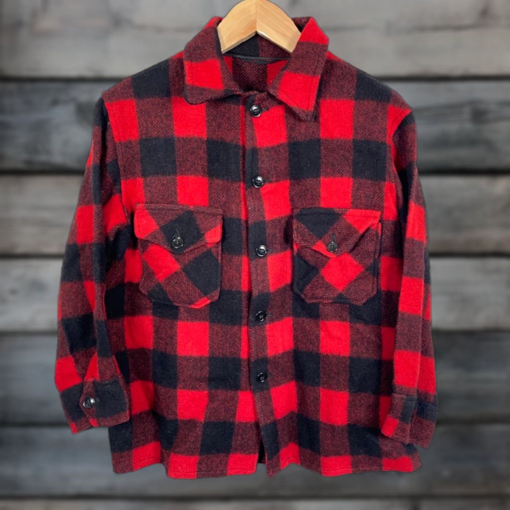 Vintage VINTAGE 80s Wool Heavyweight Shirt Jacket Men Medium Red Black Buffalo Plaid Workwear Shirt Jacket Size US M / EU 48-50 / 2 - 1 Thumbnail