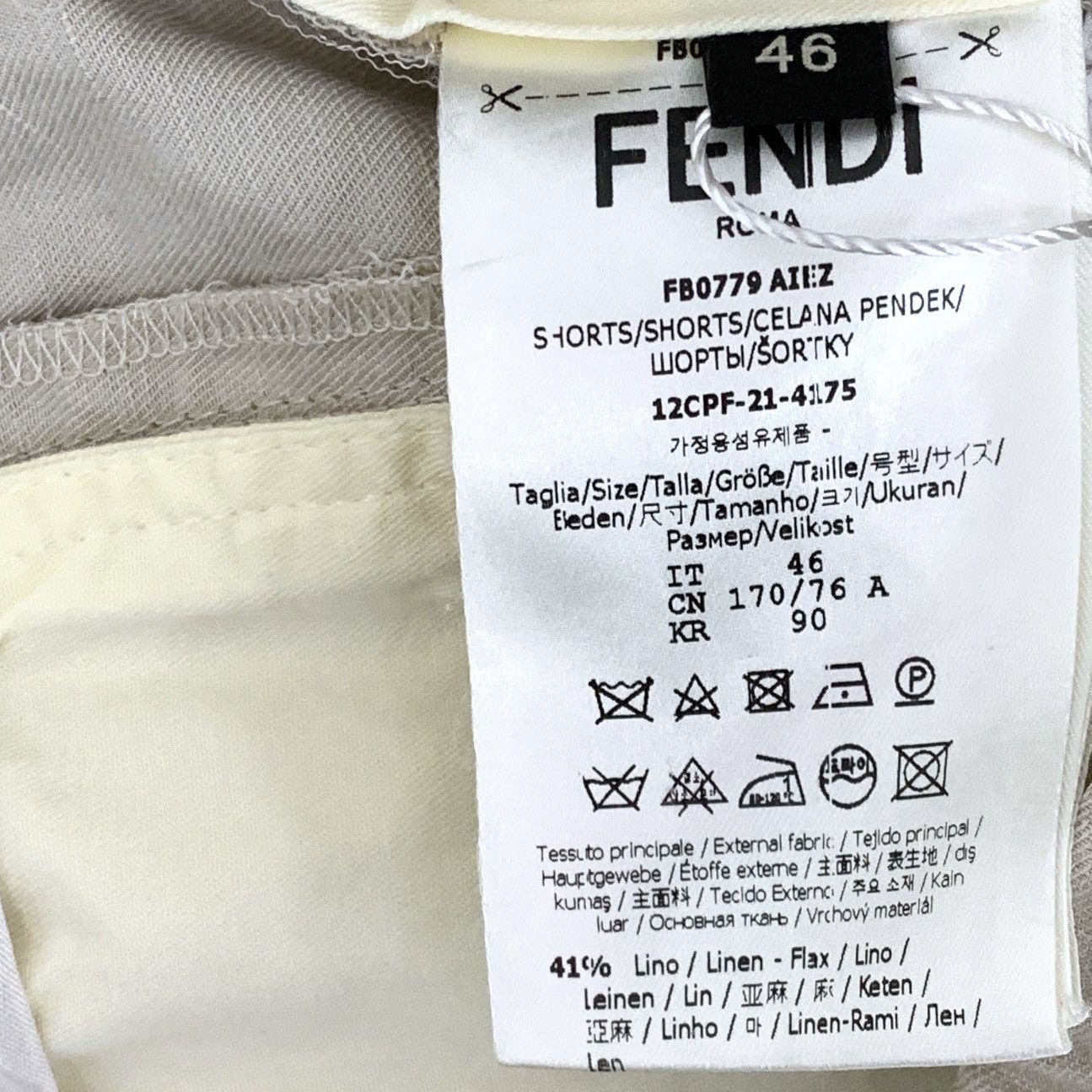 Fendi Fendi Khaki Linen Elastic Waist Casual Shorts K26WX Size 27" / US 4 / IT 40 - 7 Thumbnail