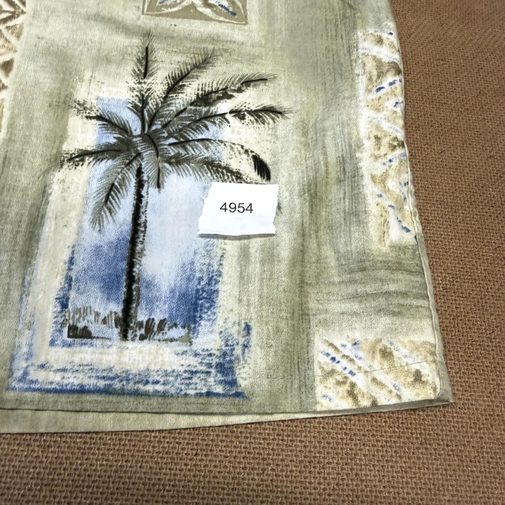 Vintage Batik Bay Shirt Mens Large Beige Palm Tree Cotton Tropical Hawaiian Camp Aloha Button-Up Short Sleeve Graphic Print Beach Size US L / EU 52-54 / 3 - 5 Thumbnail