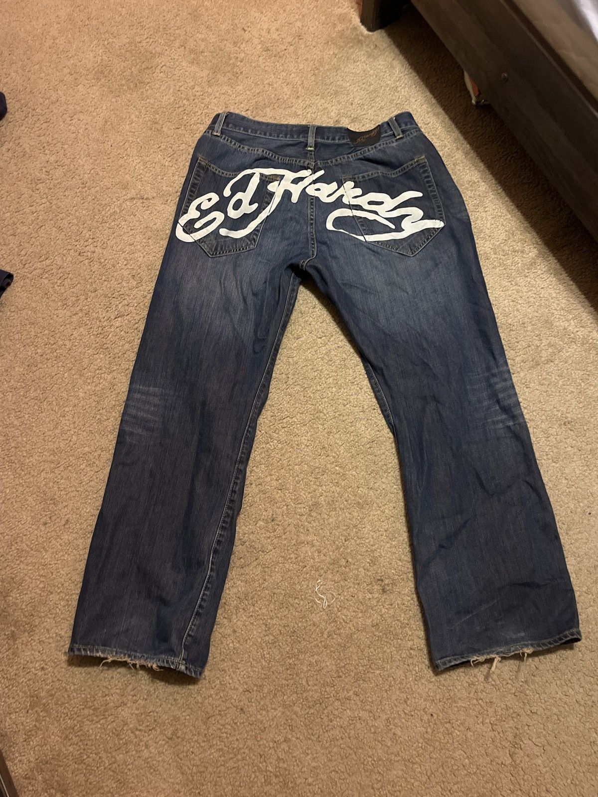 image of Ed Hardy Back Logo in Blue, Men's (Size 38)