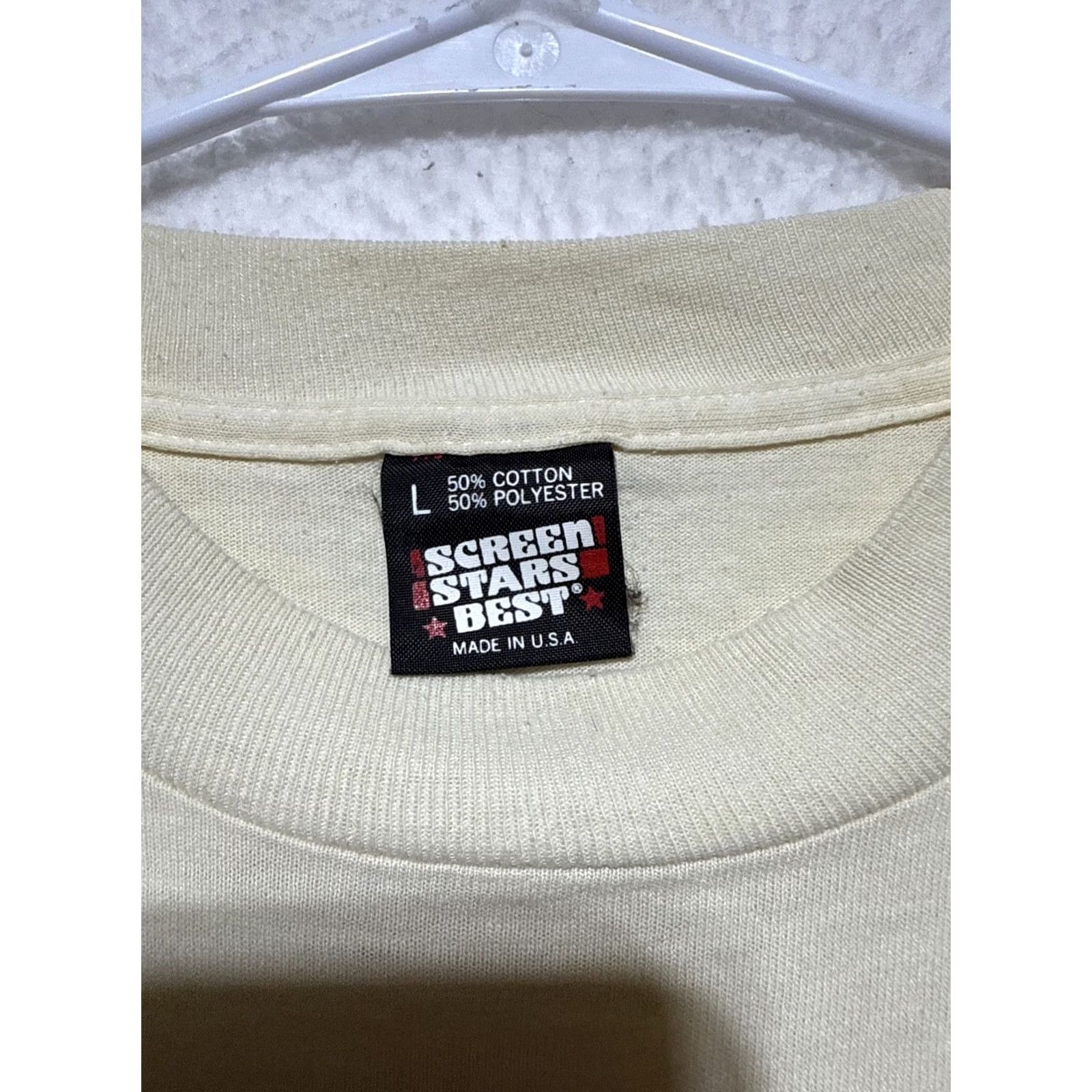Vintage VINTAGE Track and Field State Champions Tee Shirt L Mens Beige 90s Cotton Short Sleeve Crew Neck Screen Stars 1990s Size US L / EU 52-54 / 3 - 3 Thumbnail