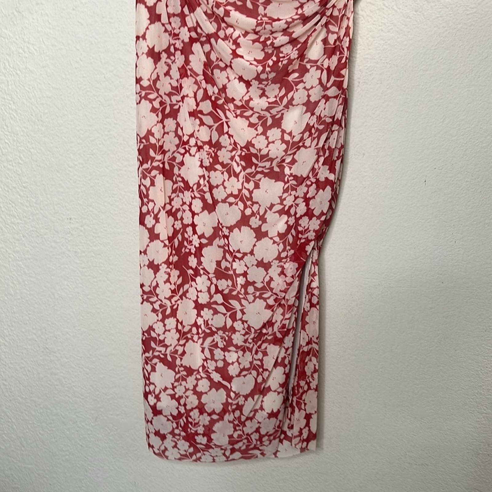 Store Antropologie dRA Los Angeles Floral Dress Ruched Maxi Slit Bodycon SZ M