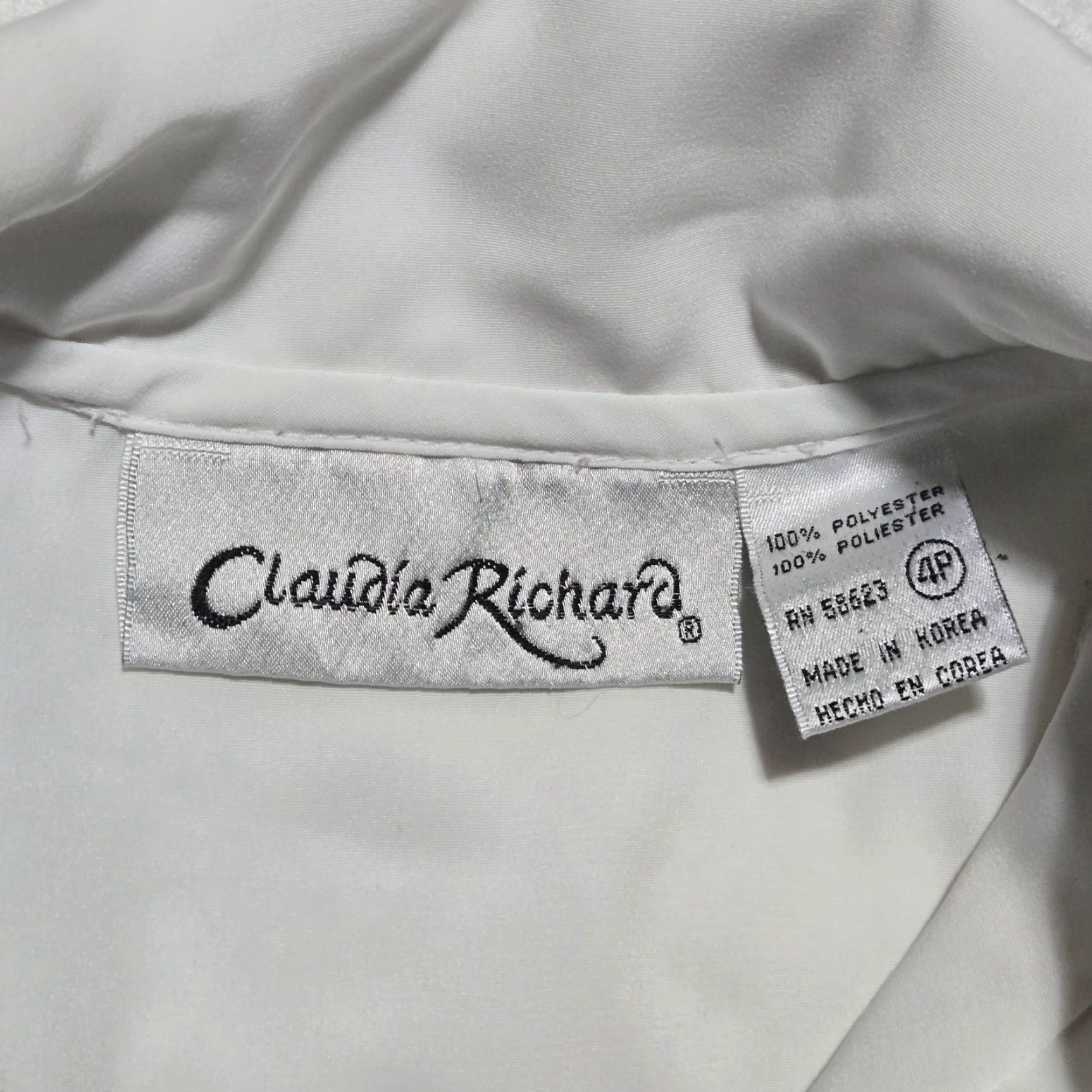 Vintage VINTAGE Claudia Richard Shirt Adult Women Size 4P White Polyester Embroidered Button-Up Short Sleeve 90s Womens Size 27" / US 4 / IT 40 - 3 Thumbnail