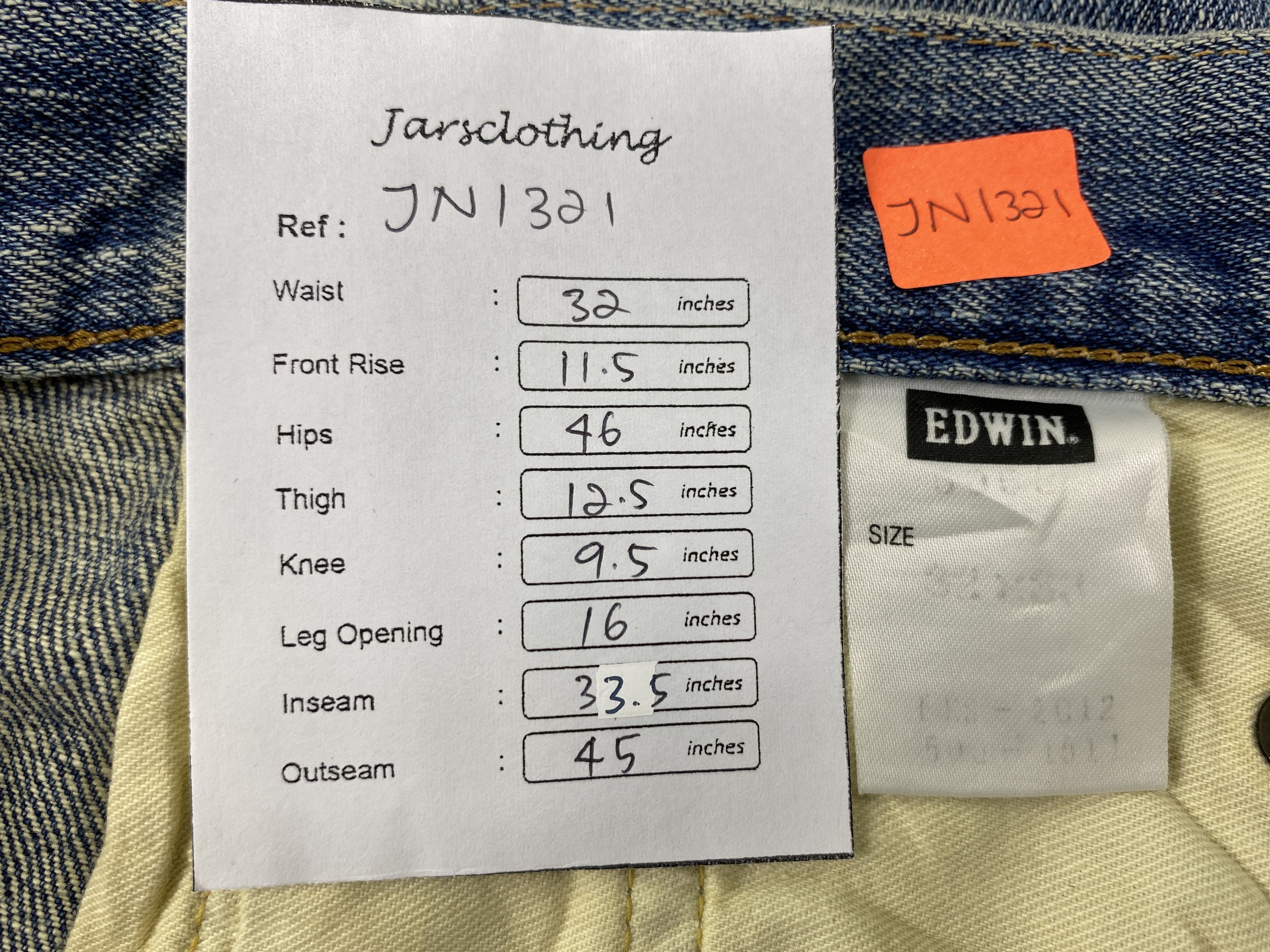 Edwin VINTAGE EDWIN 505 SELVEDGE DENIM JEANS 32x33.5-JN1321 Size US 32 / EU 48 - 7 Thumbnail