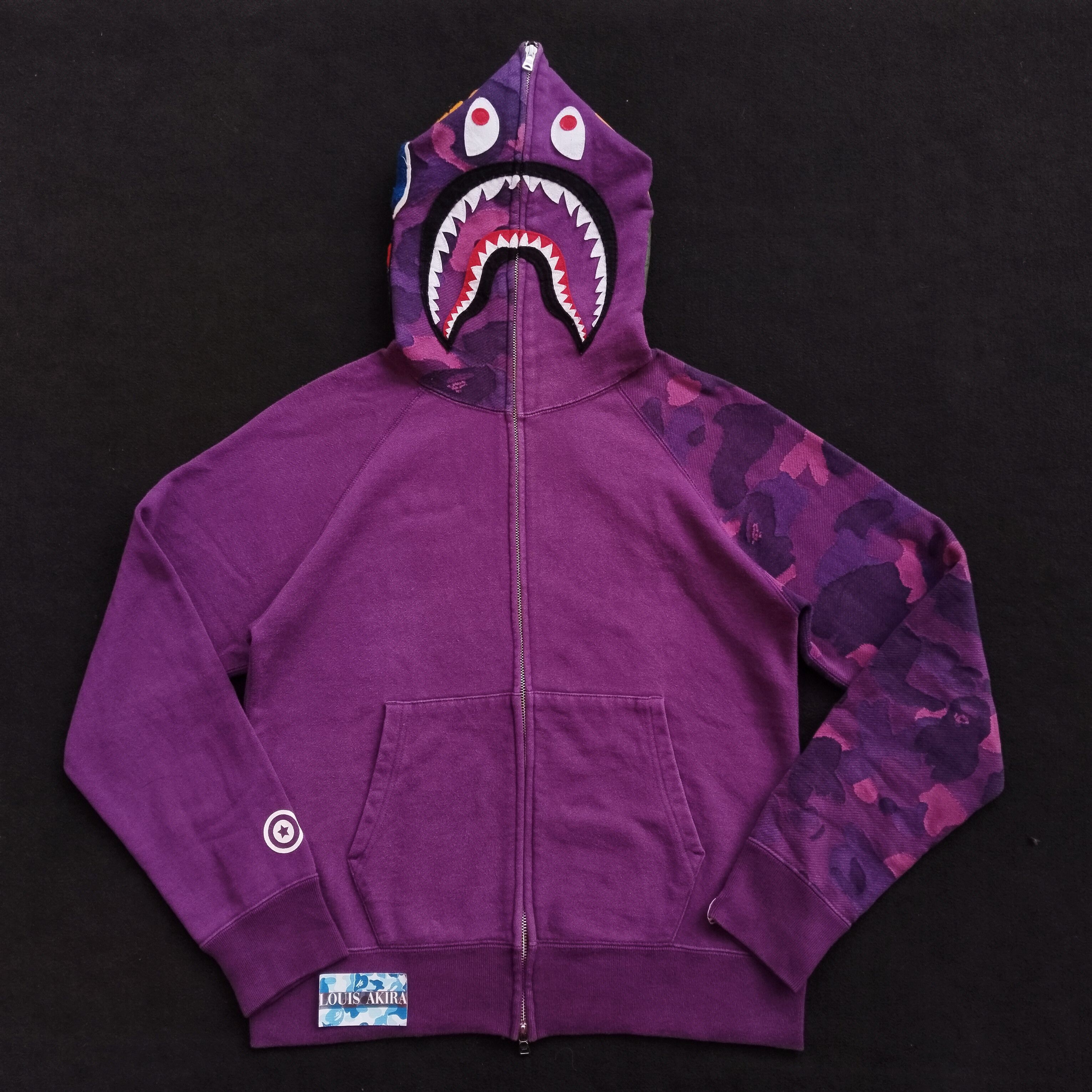 Bape BAPE Giant shark full zip hoodie purple camo a bathing ape 