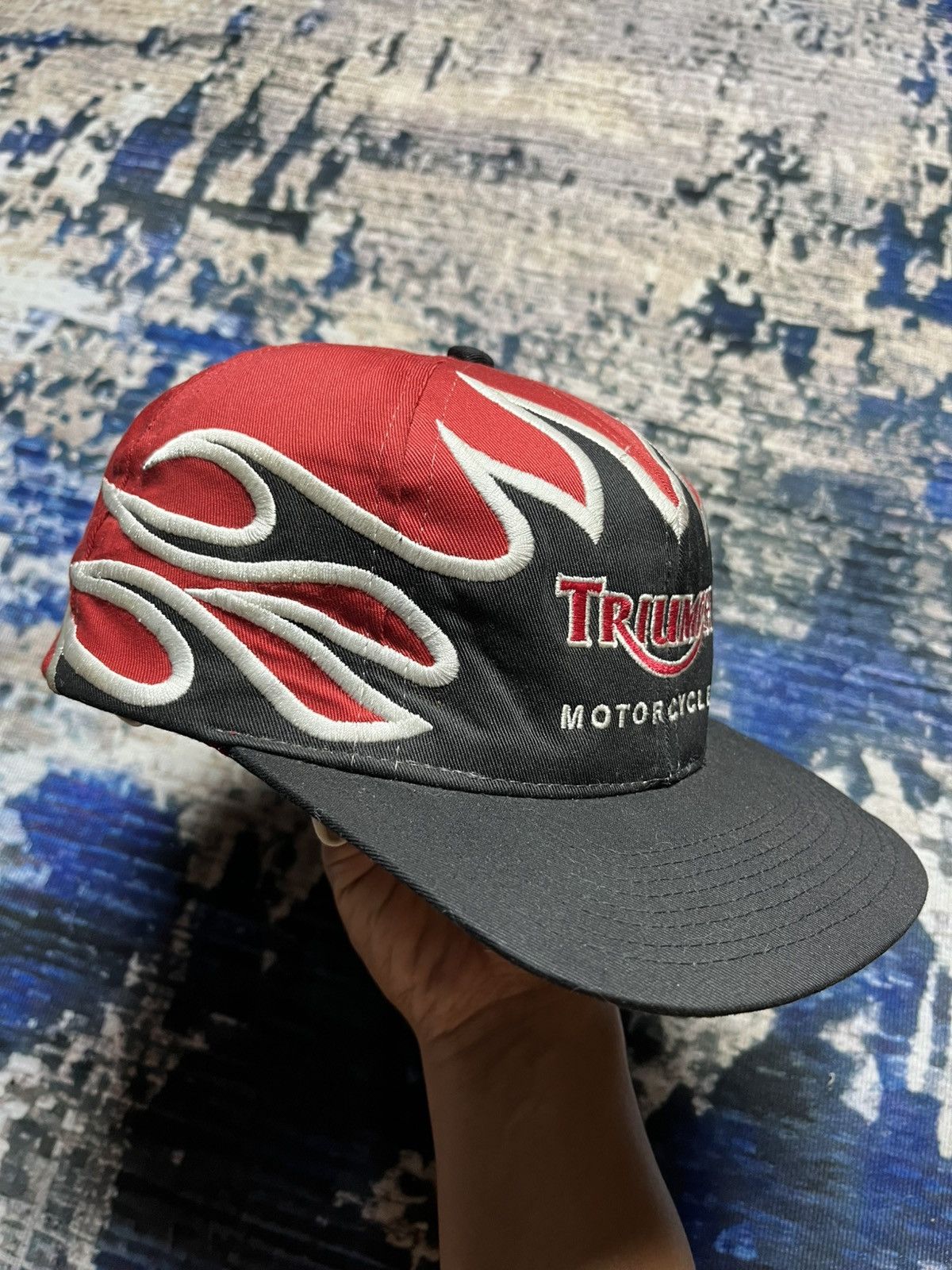 Vintage Rare Vintage Triumph Motorcycle Fire Embroidery Cap 90s Size ONE SIZE - 3 Thumbnail