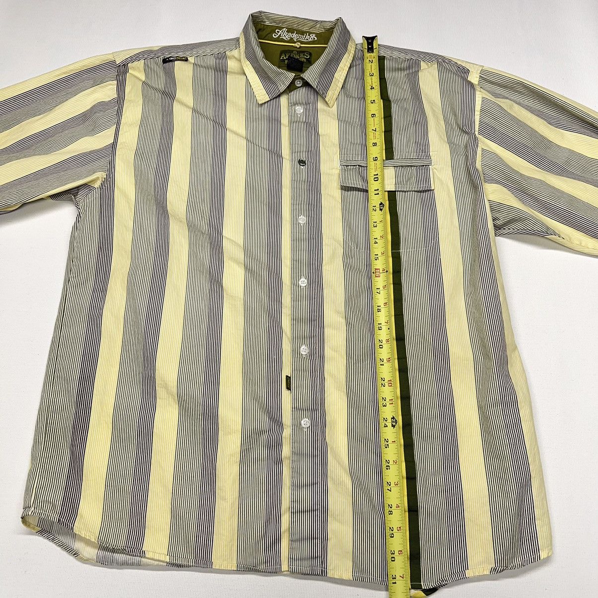 Akademiks Akademiks Button Shirt Striped Yellow Collared Pocket Y2K Size US XL / EU 56 / 4 - 21 Thumbnail