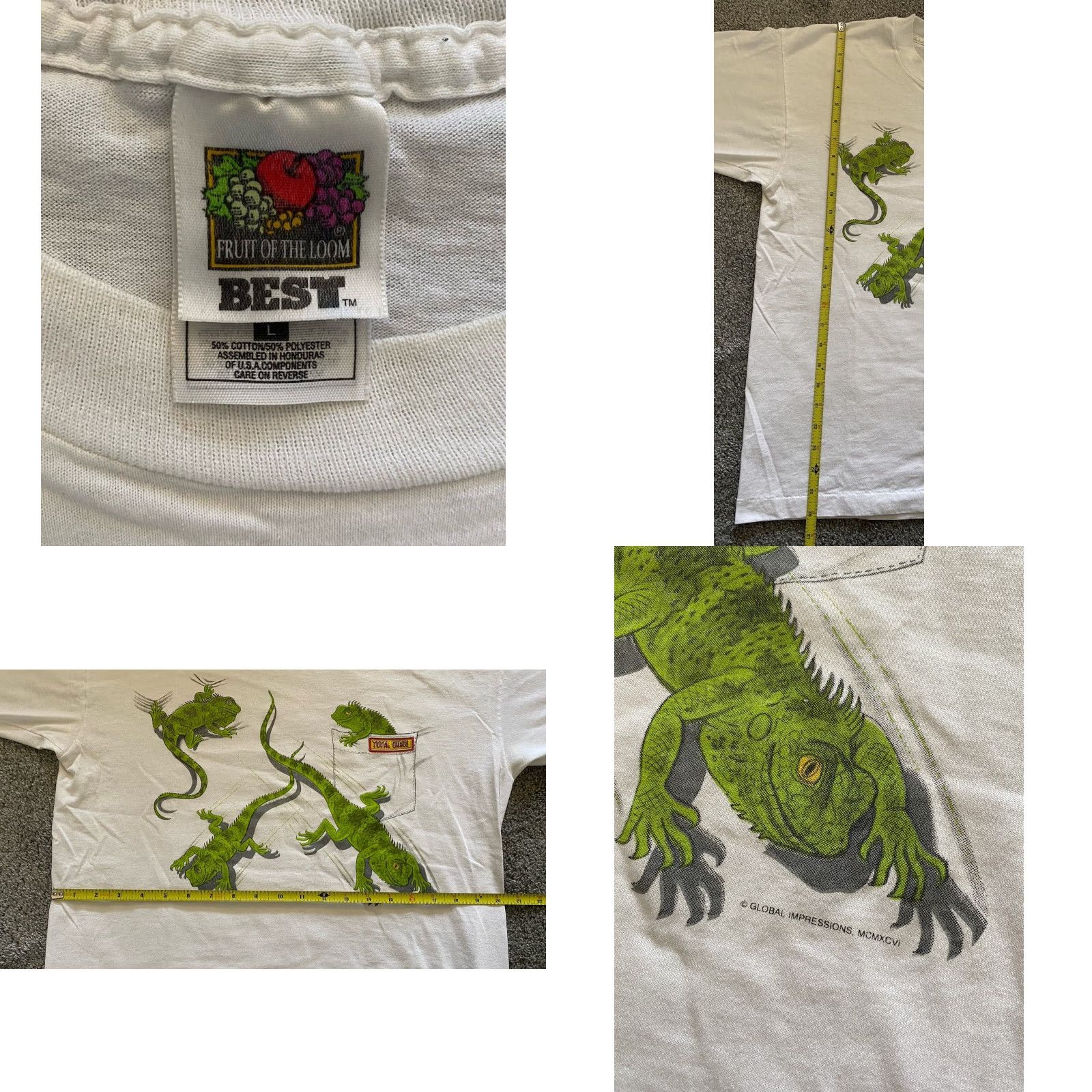 Fruit Of The Loom VINTAGE Fruit Of The Loom Single Stitch T Shirt Men’s L San Antonio Total Chaos Shirt Mens L White 90s USA Classic Animals Hipster Tot al Chaos Size US L / EU 52-54 / 3 - 8 Thumbnail