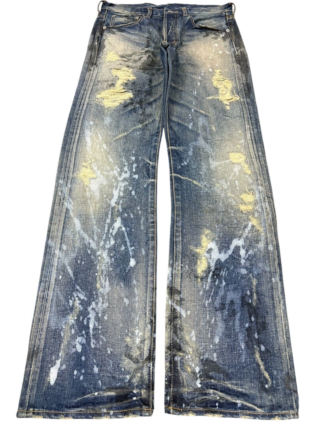 Japanese Brand Vintage Japanese Mud Wash Paint Splatter Distress Loose Jean Size US 30 / EU 46 - 1 Thumbnail