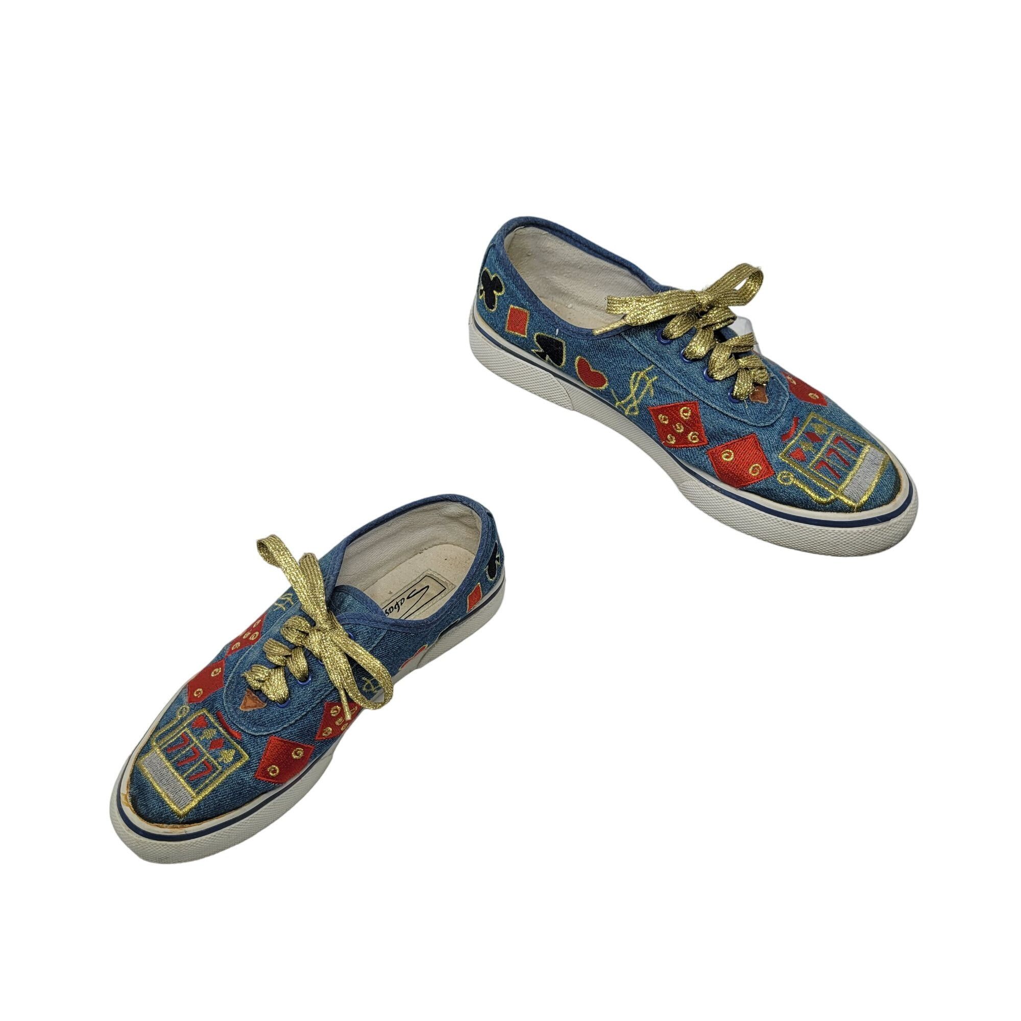 Vintage Vintage Novelty Sneakers 7 Blue Denim Lucky Cards Gambler Size US 7 / IT 37 - 11 Thumbnail