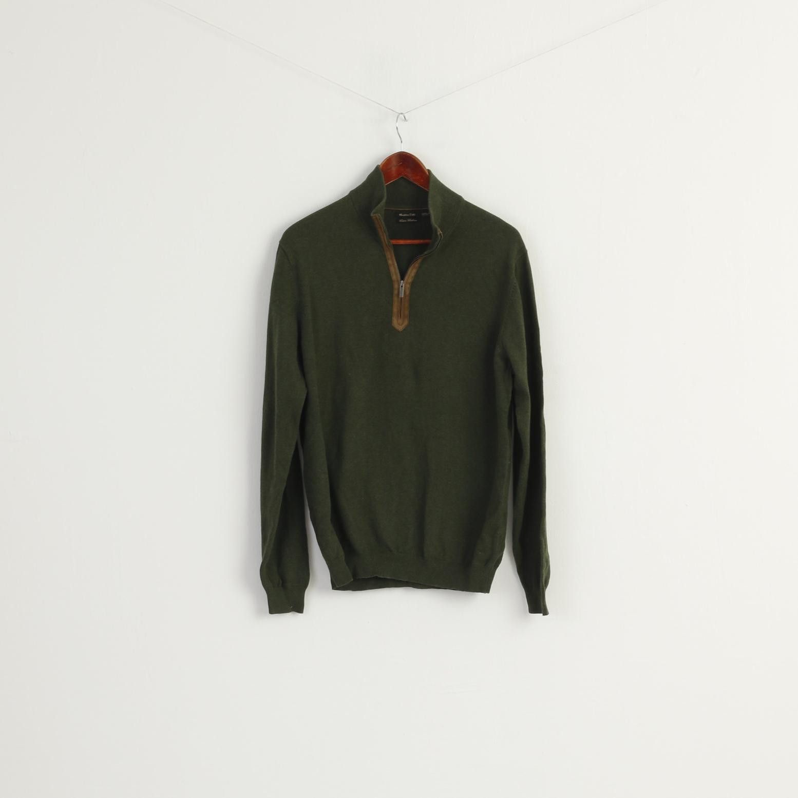 Massimo Dutti Massimo Dutti Men L (M) Jumper Green Cotton 9573 Size US L / EU 52-54 / 3 - 2 Thumbnail