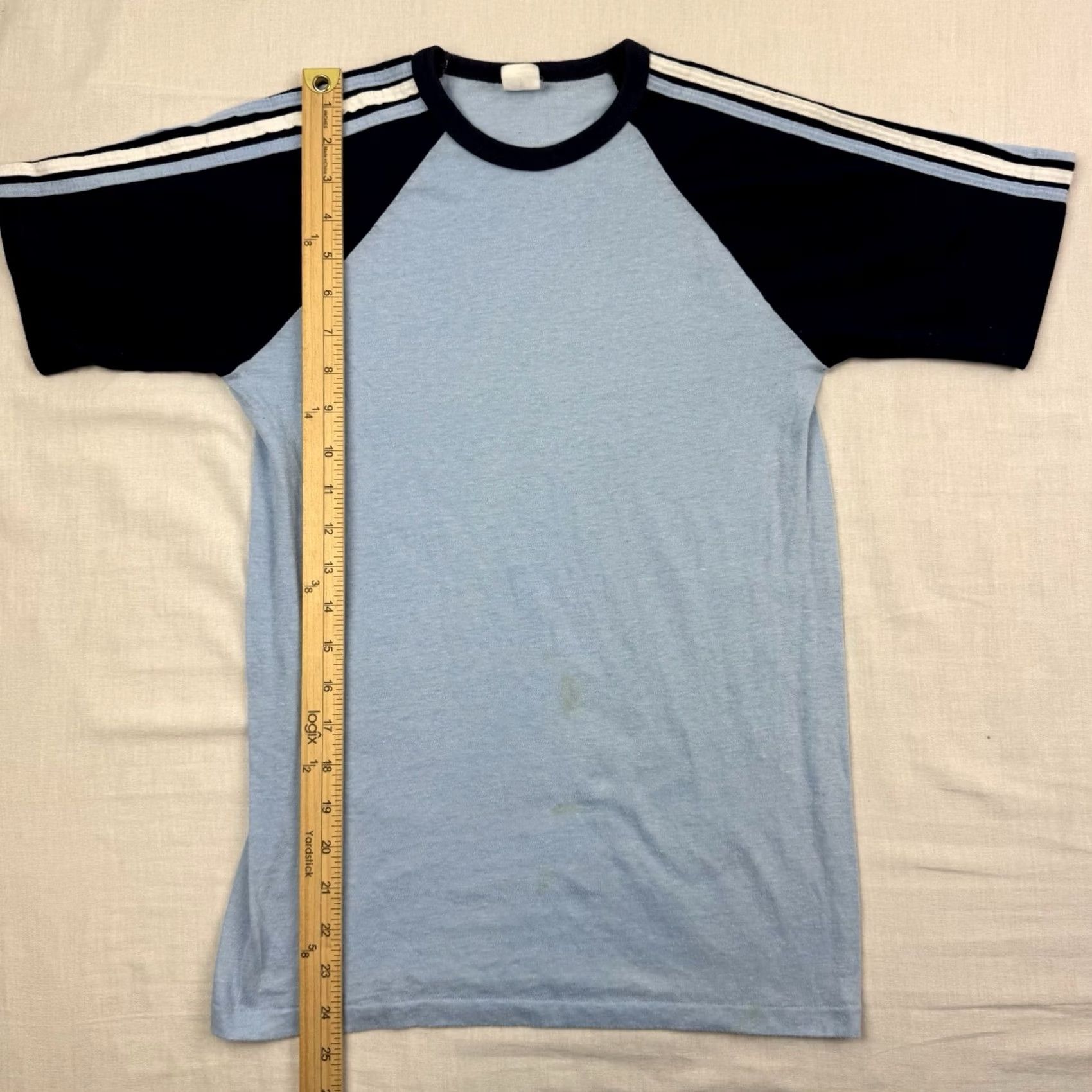 Vintage Vintage Raglan T Shirt Adult M Blue Cotton Polyester Short Sleeve Crew Neck Hippie Hipster 80s 70s USA Mens Size US M / EU 48-50 / 2 - 6 Thumbnail