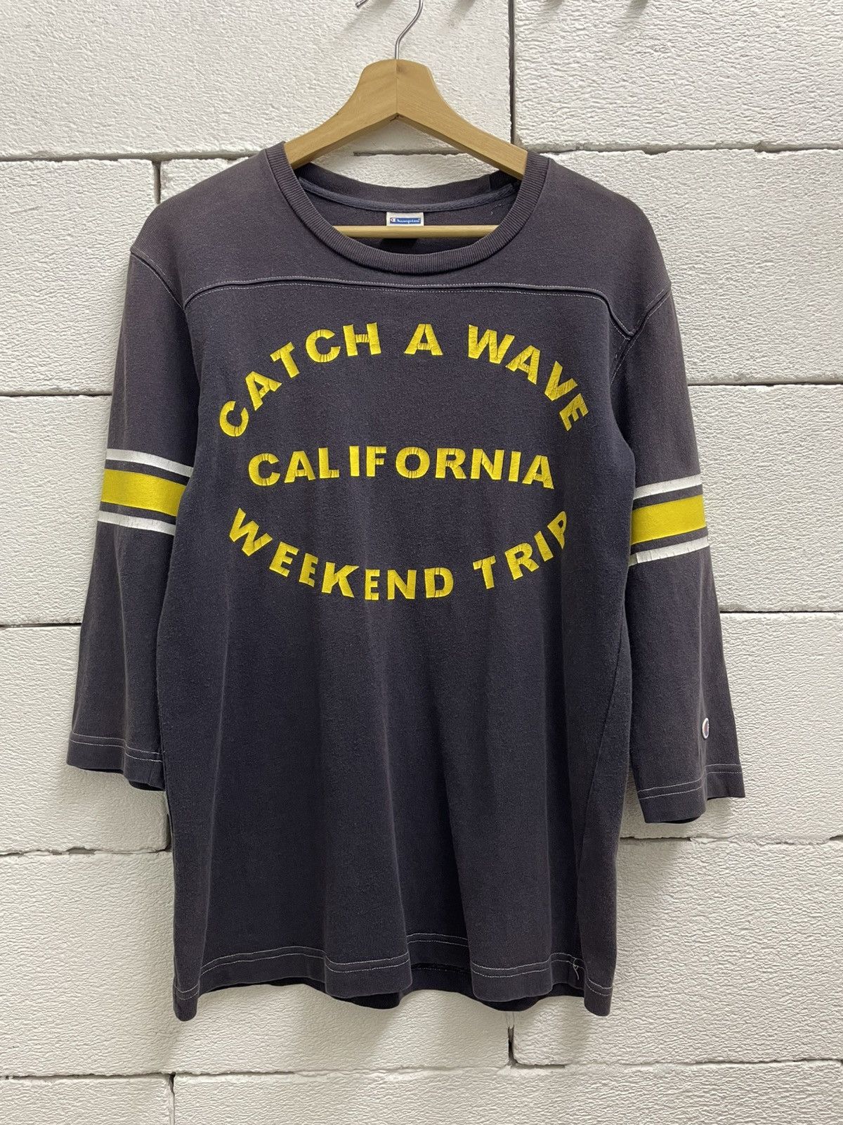 Champion Vintage Champion Sun Faded Distressed 3 Quarter Shirt Grunge Size US L / EU 52-54 / 3 - 1 Thumbnail