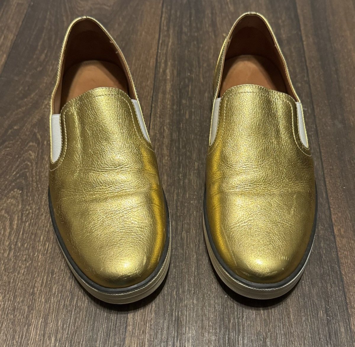 Bottega Veneta Bottega Veneta Gold Metallic Leather Slip-On Size US 9 / IT 39 - 1 Thumbnail