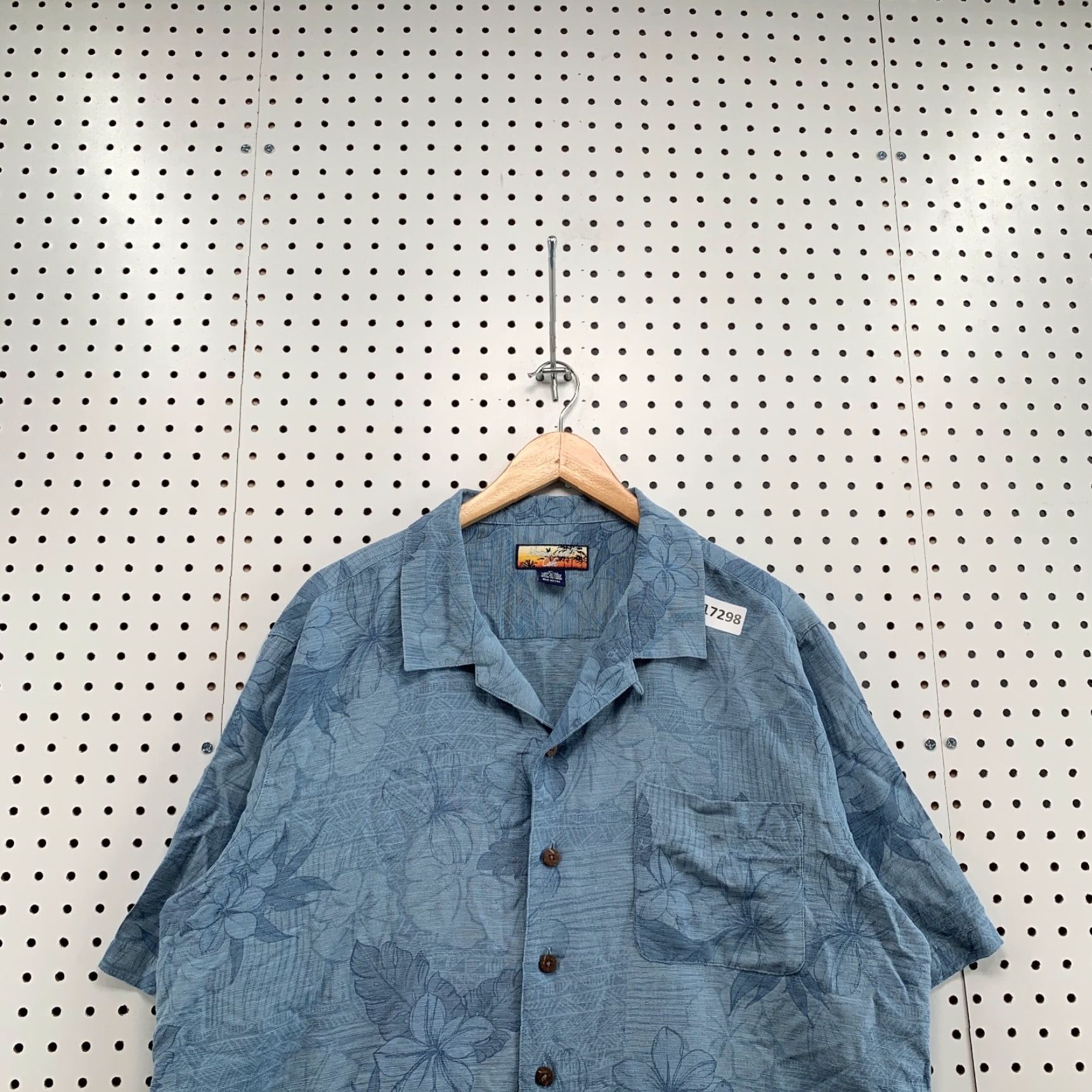 Vintage Havana Jack's Cafe Silk Shirt Adult XL Floral Hawaiian Tonal Flowers Blue Hawaiian 100% Silk Mens Shirt Size US XL / EU 56 / 4 - 5 Thumbnail
