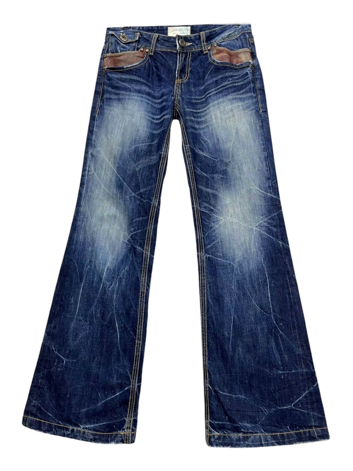 Beauty Beast 🔥LOLITA Vintage Exotic Washed Denim Sick Flare Jeans Size US 30 / EU 46 - 2 Thumbnail