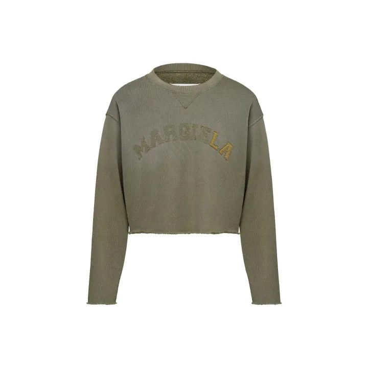 Maison Margiela Maison Margiela SS23 Olive Green Cropped Sweatshirt 0079 Size M / US 6-8 / IT 42-44 - 1 Thumbnail