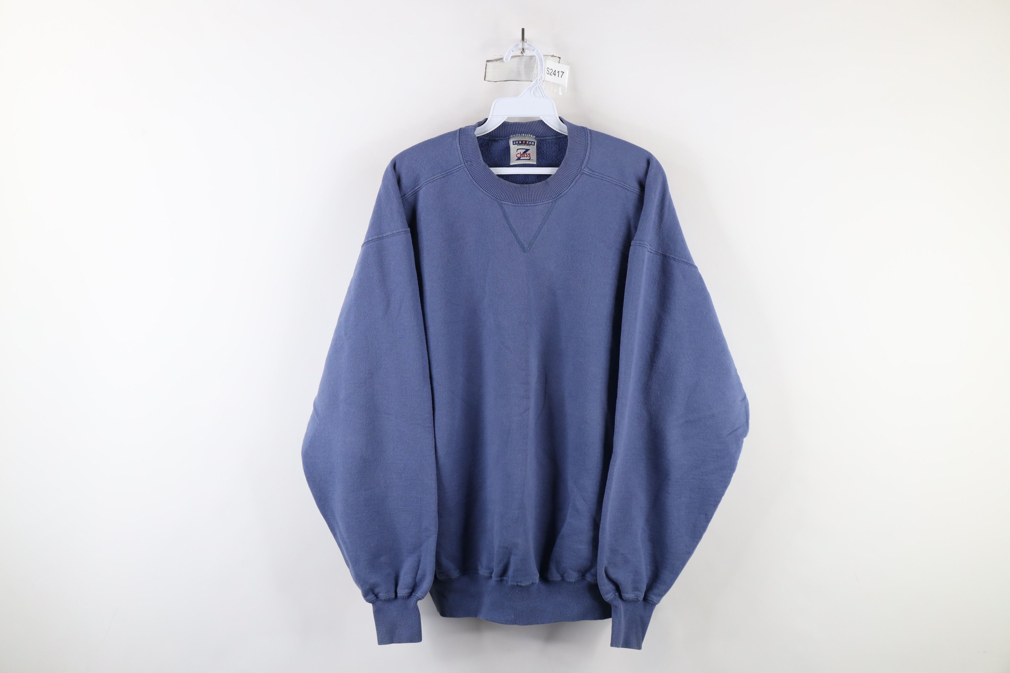 Vintage Vintage 90s Streetwear Blank Crewneck Sweatshirt Periwinkle Size US L / EU 52-54 / 3 - 1 Thumbnail