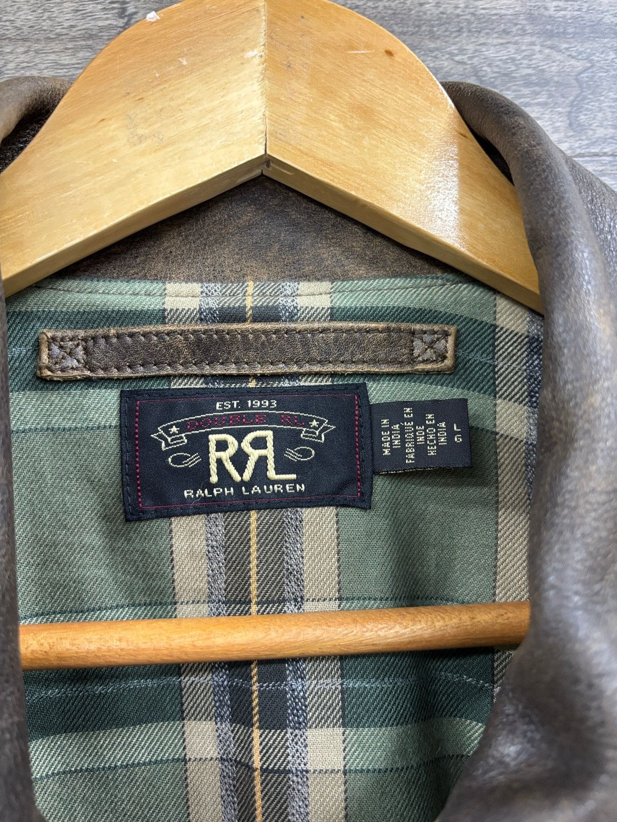 RRL Ralph Lauren L-RRL LEATHER MOTO PLAID LINED JACKET Size US L / EU 52-54 / 3 - 3 Thumbnail