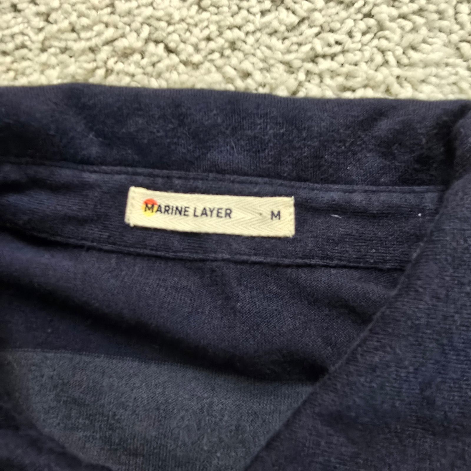 Marine Layer Marine Layer Mens Medium Stripe Blue Polo Shirt Modal Soft Size US M / EU 48-50 / 2 - 7 Thumbnail