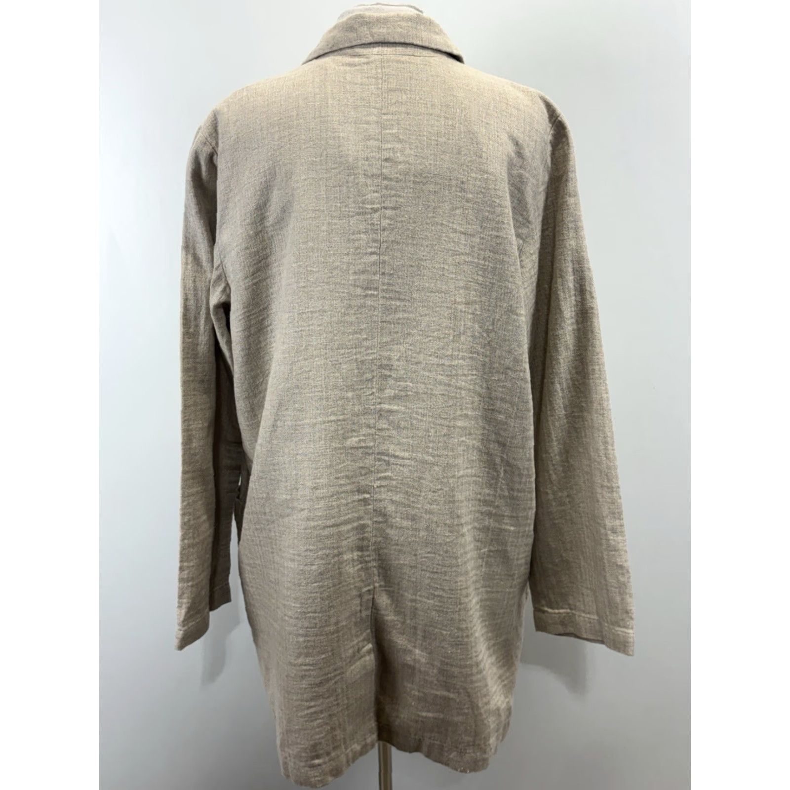 J. Jill VINTAGE J. Jill Blazer Linen Blend Women’s L Tan Oversized Blazer Jacket Coastal Lagenlook Long Sleeve Mid-Length Button Mens? Size L / US 10 / IT 46 - 3 Thumbnail
