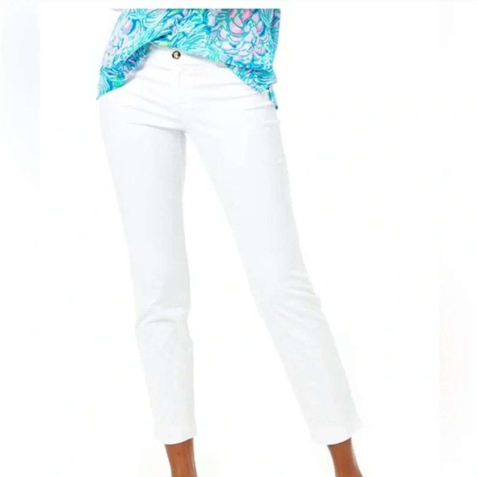 Lilly Pulitzer Lilly Pulitzer Kelly Skinny Ankle Pant 8 Resort White NEW Size 30" / US 8 / IT 44 - 1 Thumbnail