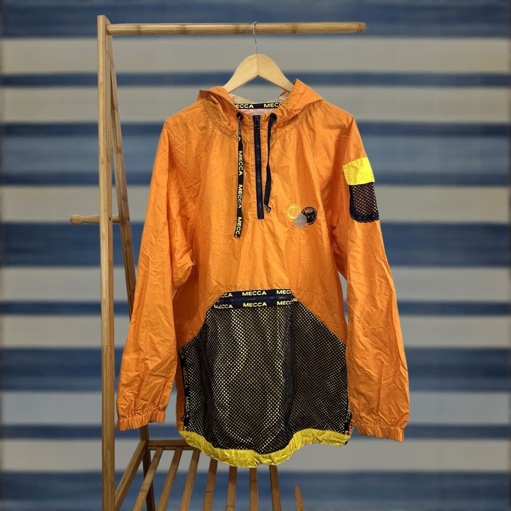 Vintage VINTAGE Mecca Hoodie Windbreaker Jacket XL Orange Nylon Quarter Zip Pullover Hip Hop RAP WINDKICK? Size US XL / EU 56 / 4 - 1 Thumbnail
