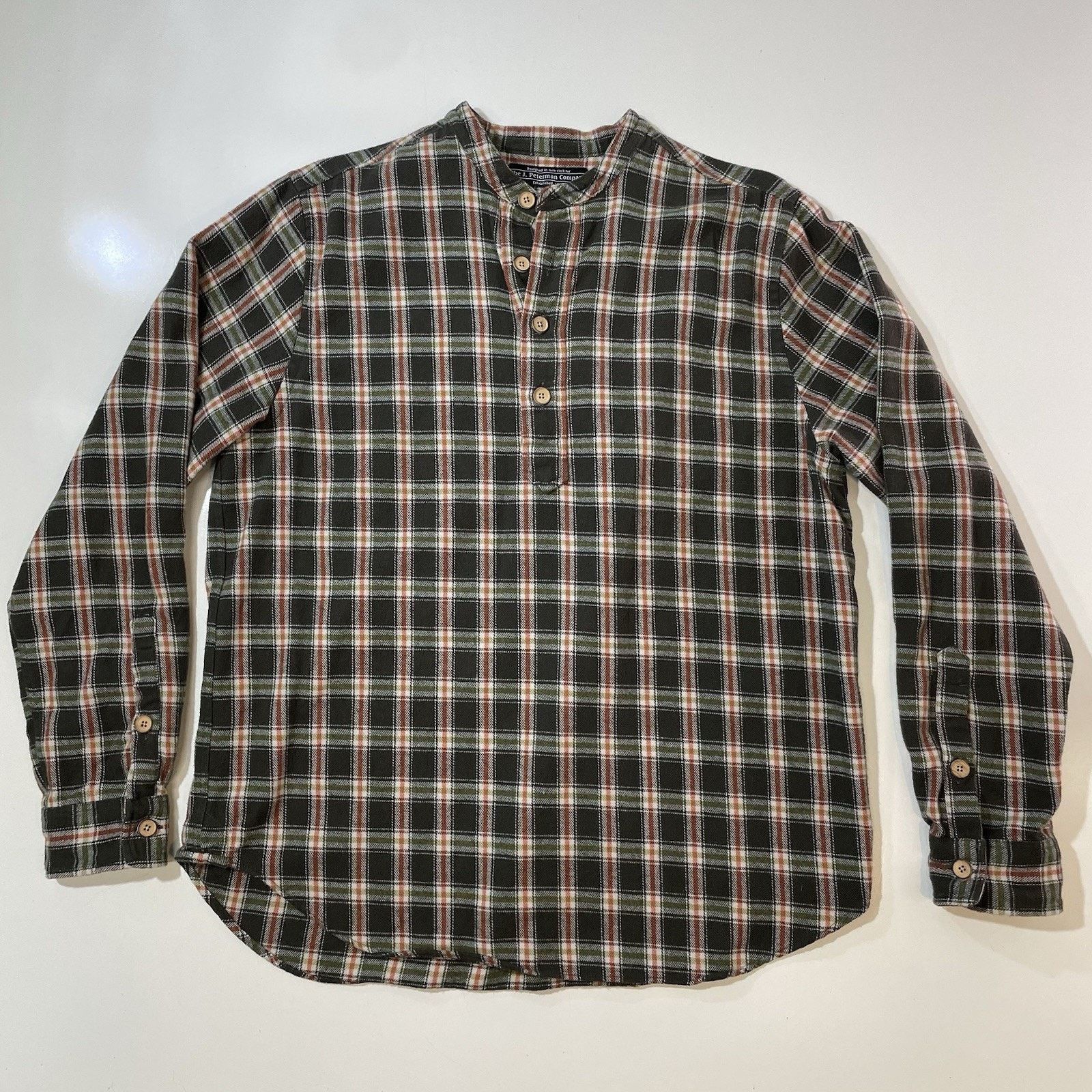J. Peterman J. PETERMAN Co. Henley Poet Shirt Banded Collarless Plaid M Size US M / EU 48-50 / 2 - 1 Thumbnail