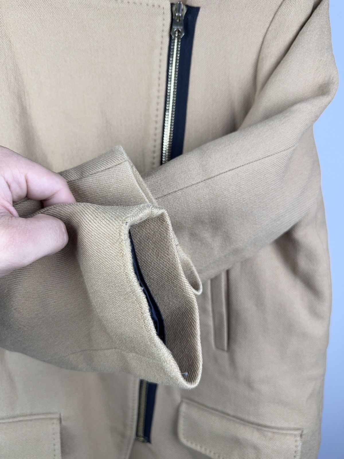 Sandro Luxury Sandro Paris Wool Hooded Coat Beige Asym Zip 38 S-M Size S / US 4 / IT 40 - 21 Thumbnail