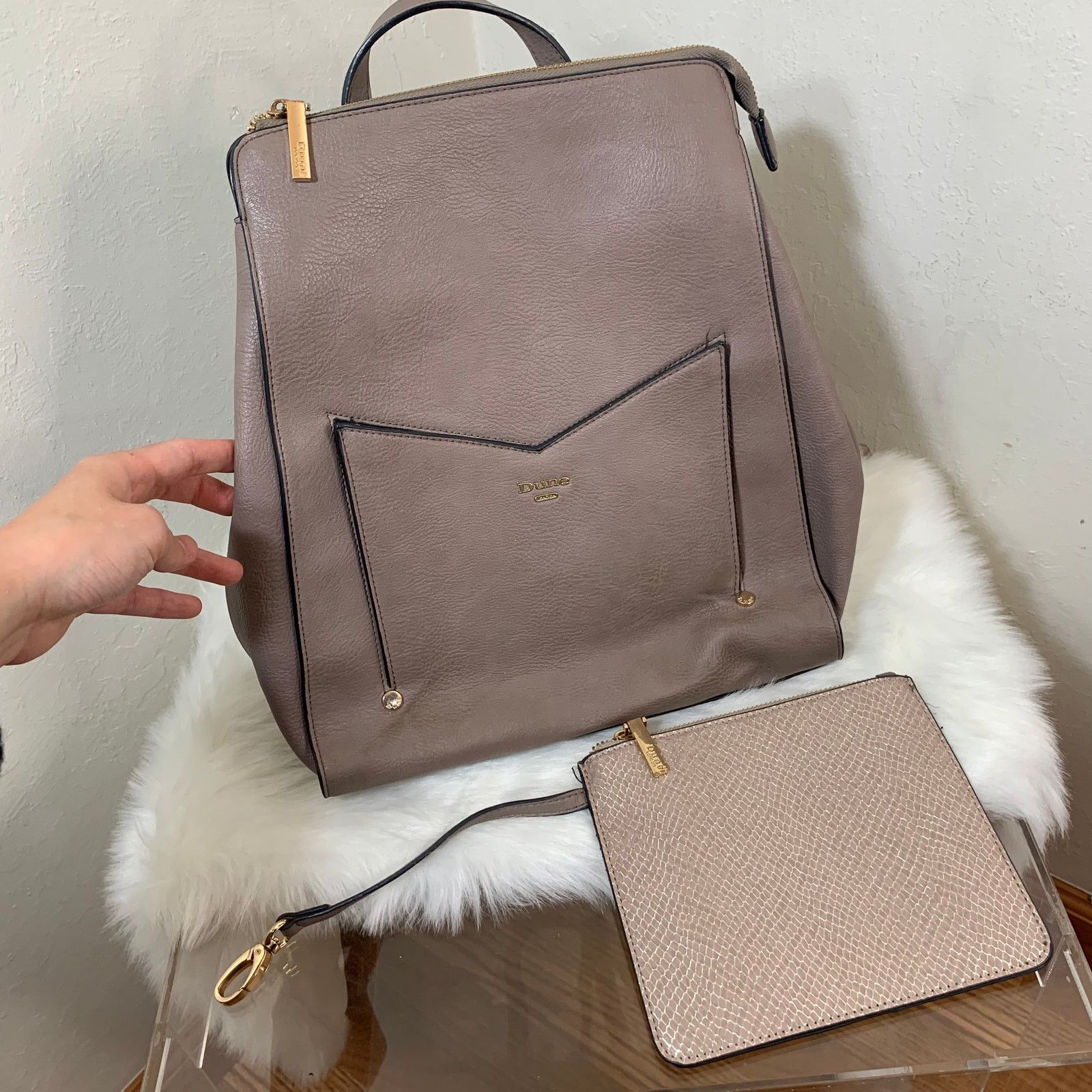 Dune London Dune London Womens Backpack Brown Faux Leather with Wallet Size ONE SIZE - 12 Thumbnail