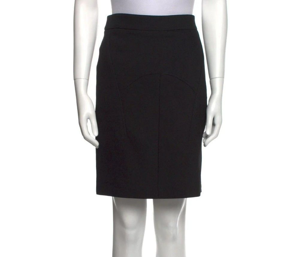 Tom Ford Tom Ford Wool Silk Skirt – IT 42 – Black – Leather Trim – Z Size 28" / US 6 / IT 42 - 1 Thumbnail
