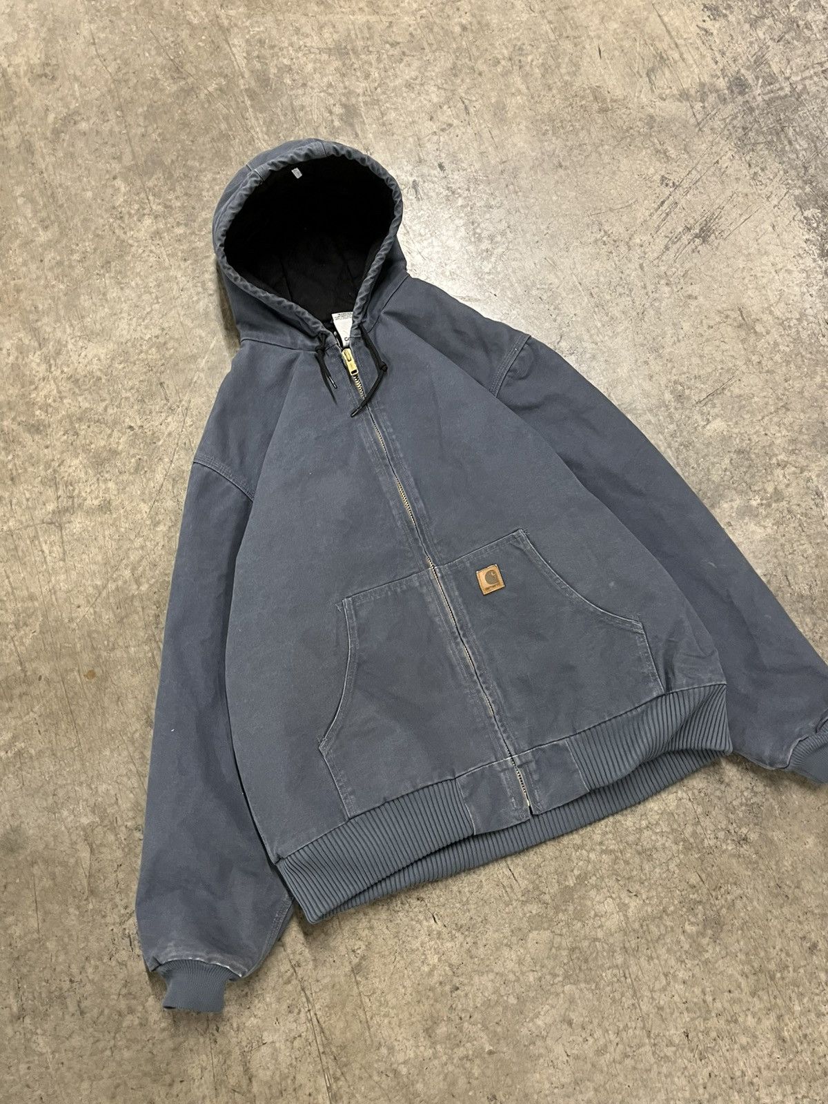 Carhartt × Vintage Carhartt vintage hooded grey/blue jacket hype rare workwear Size US XL / EU 56 / 4 - 3 Thumbnail