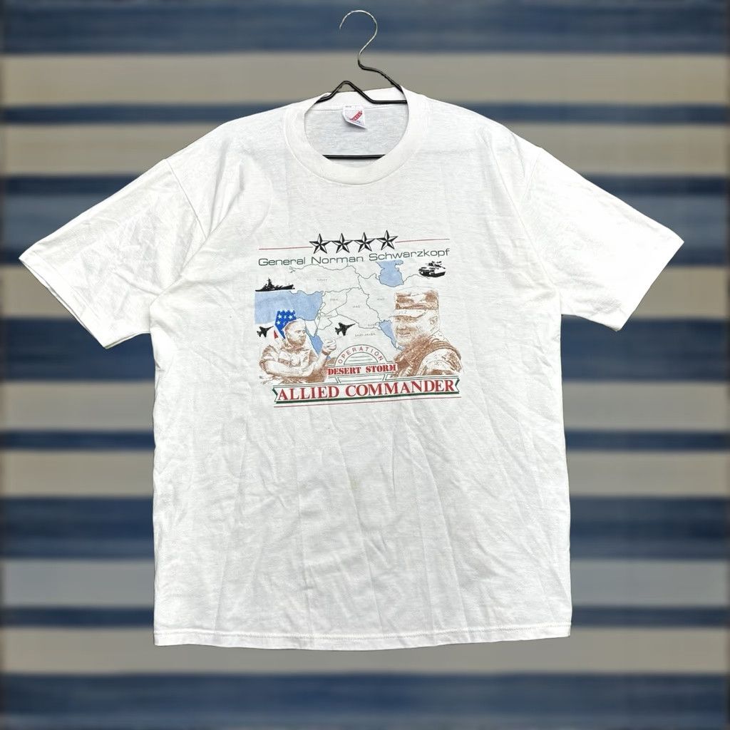 Jerzees VINTAGE Operation Desert Storm Shirt Mens XL Jerzees White 1990s Graphic Tee US Made Mens XL Size US XL / EU 56 / 4 - 1 Thumbnail