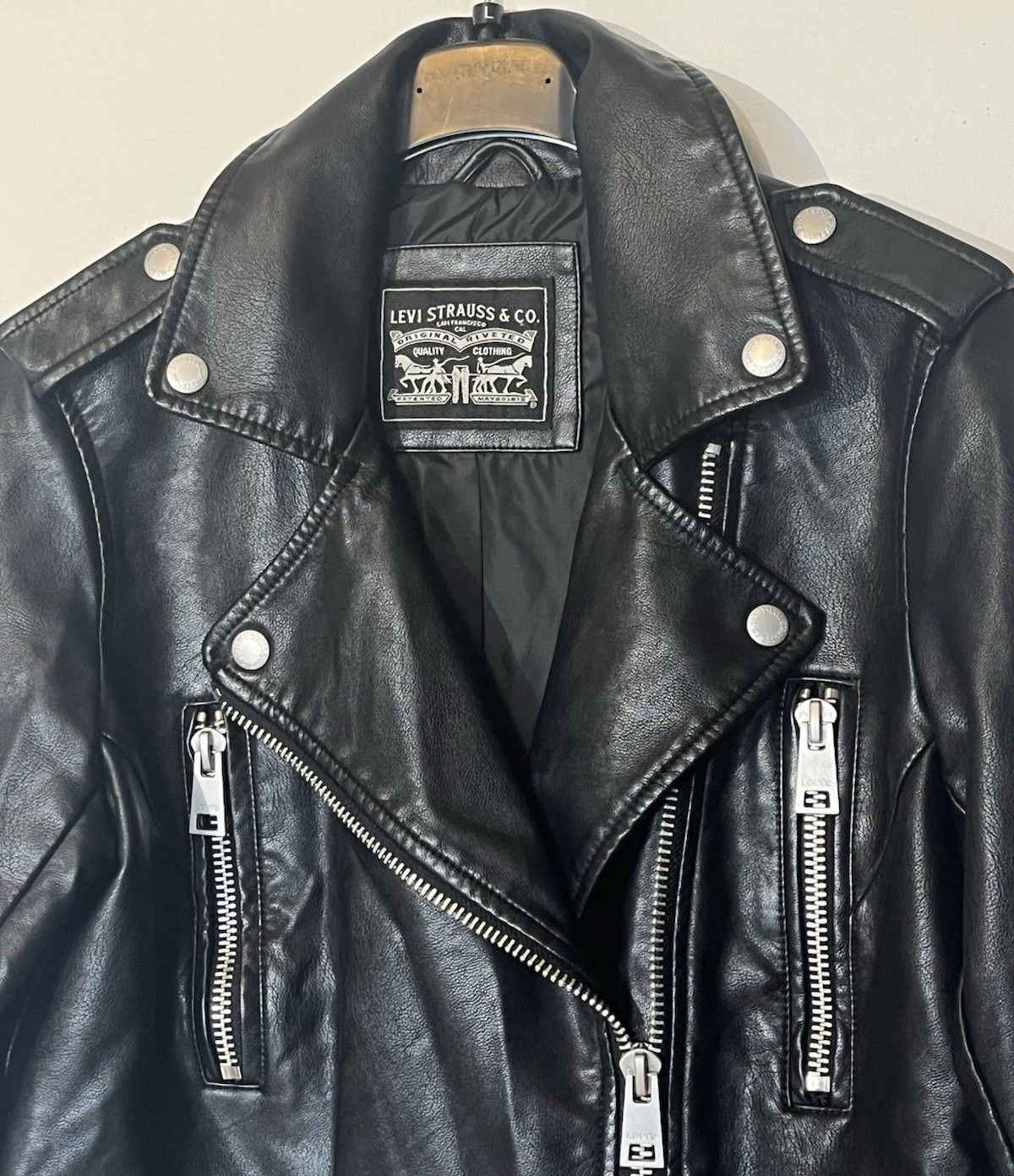 Levi's Levi's Faux Leather Asymmetrical Zip Motorcycle Moto Jacket Size S / US 4 / IT 40 - 14 Thumbnail