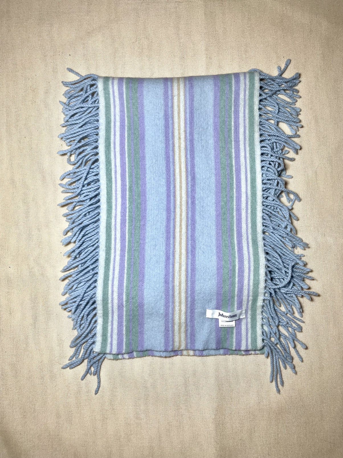 Johnstons Of Elgin Johnstons stripped blue wool scarf Size ONE SIZE - 2 Thumbnail