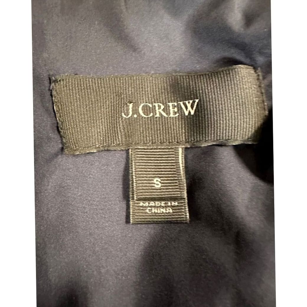 J.Crew J.CREW Goose Down Puffer Vest Womens Small Navy White Striped Full Zip Ladies Муж Size S / US 4 / IT 40 - 4 Thumbnail