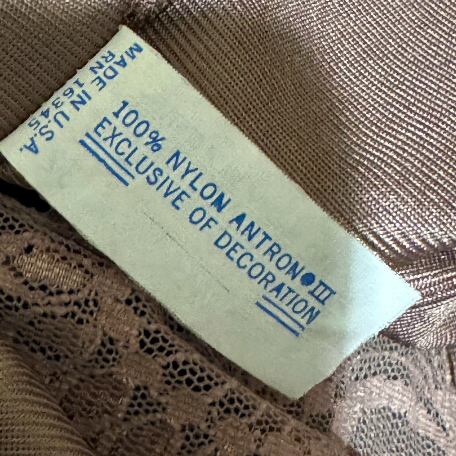 Designer Vintage JC Penny’s Brown Nylon Lacy Snap Crotch Teddie Sz 32 Size ONE SIZE - 8 Thumbnail