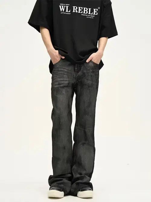 Designer × Japanese Brand × Jean paint wax faded flared jeans Size US 29 - 1 Thumbnail