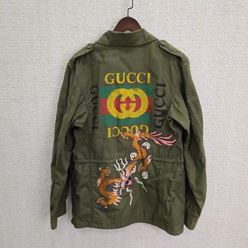 Gucci Gucci SizeOS Flying dragon logo embroidered military jacket Size US M / EU 48-50 / 2 - 2 Thumbnail