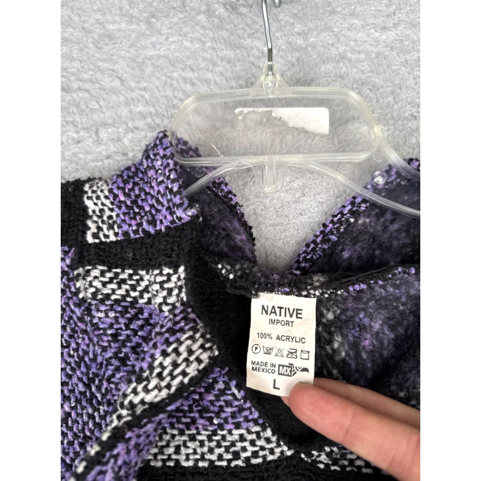Native Native Import Hoodie Mens Large Purple Striped Baja Kangaroo Hippie Drug Rug Size US L / EU 52-54 / 3 - 6 Thumbnail