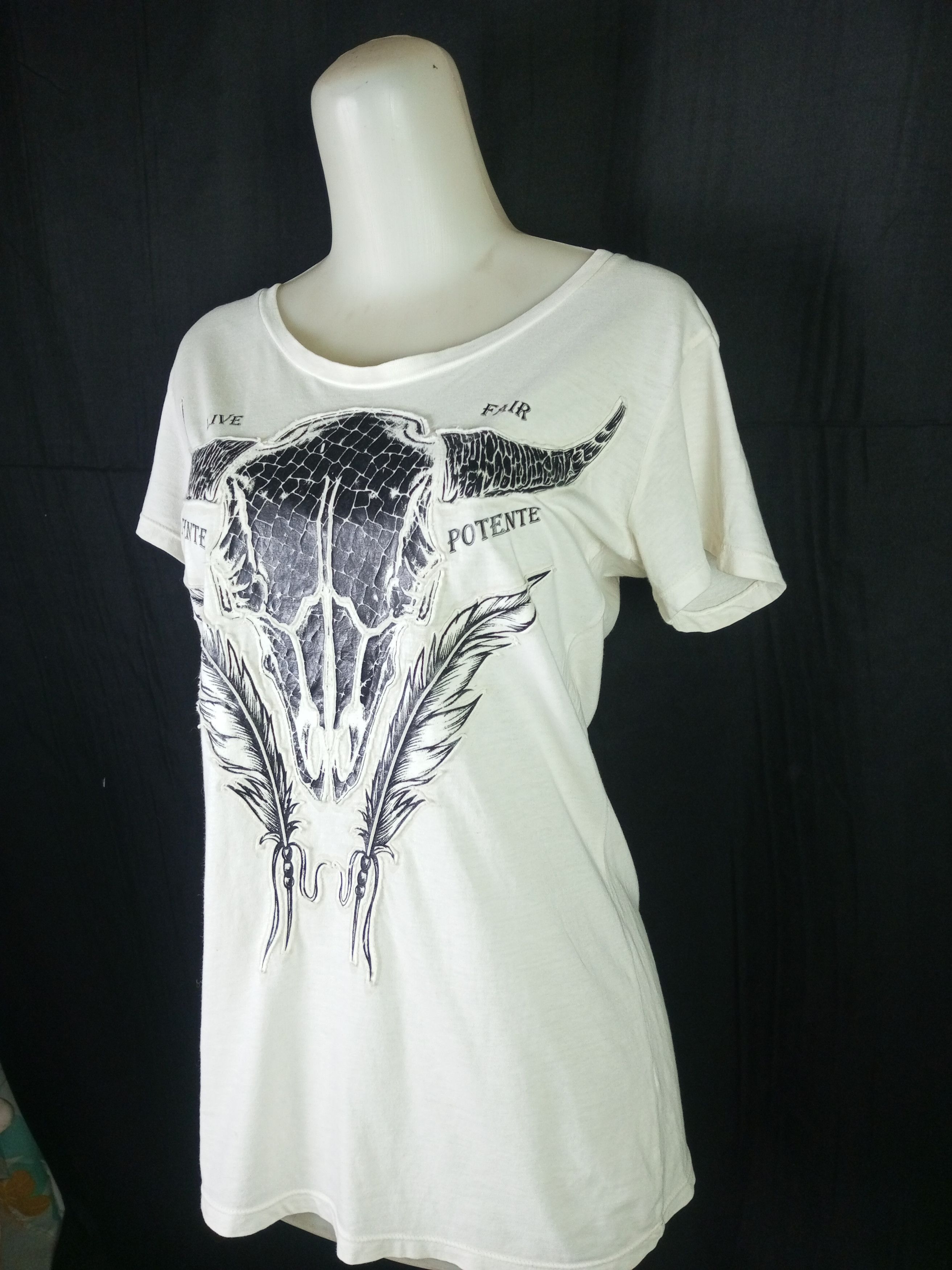 Japanese Brand Y2K Potente Poem Punk Live and Fair Embroidered Tshirt Size M / US 6-8 / IT 42-44 - 3 Thumbnail