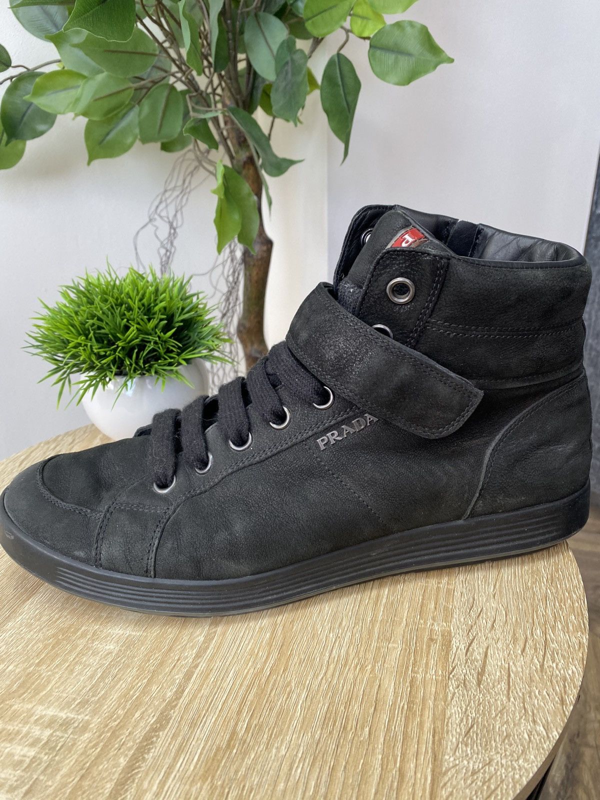 Prada LUXURY PRADA RED TAB HIGH-TOP SNEAKERS SHOES Size US 8.5 / EU 41-42 - 10 Thumbnail