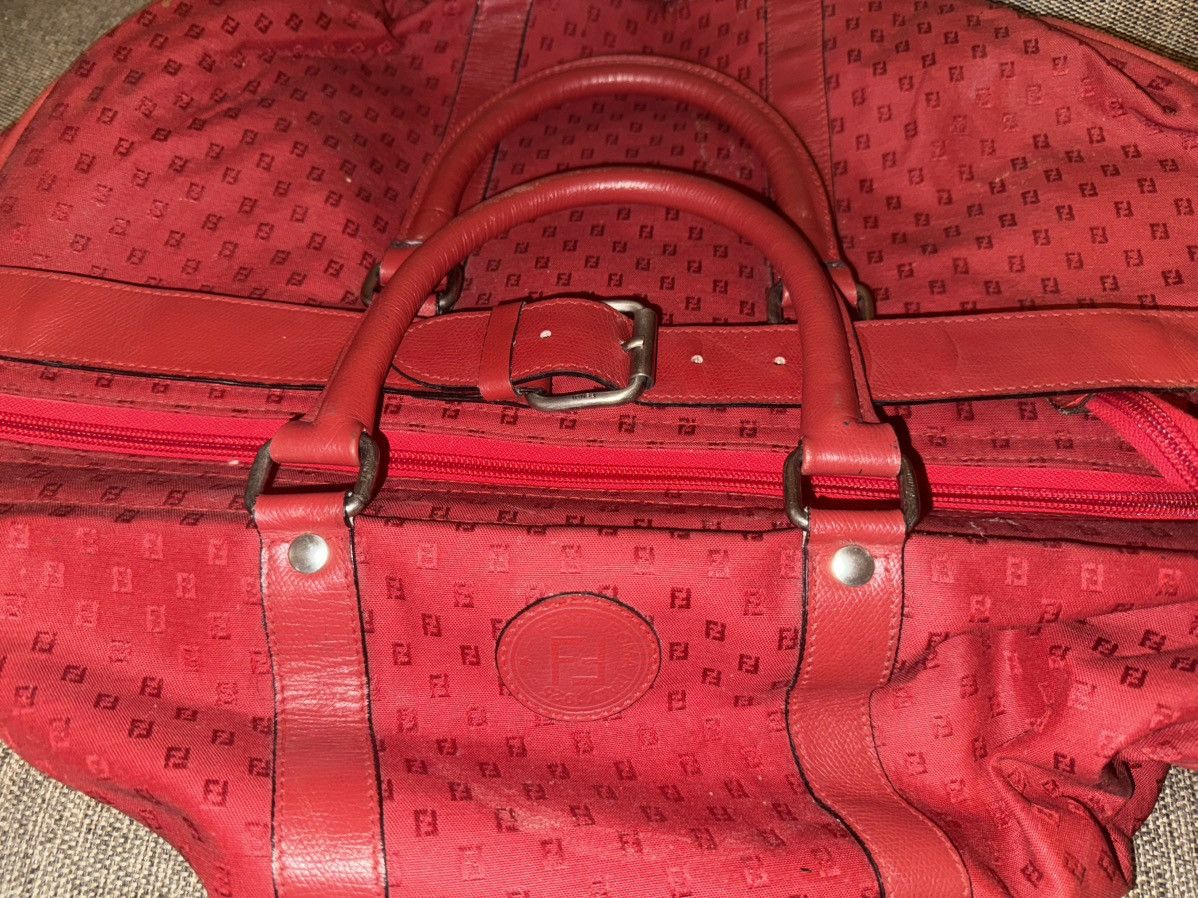 Fendi Fendi Vintage Red Monogram Canvas Duffle Travel Bag Handbag Size ONE SIZE - 5 Thumbnail
