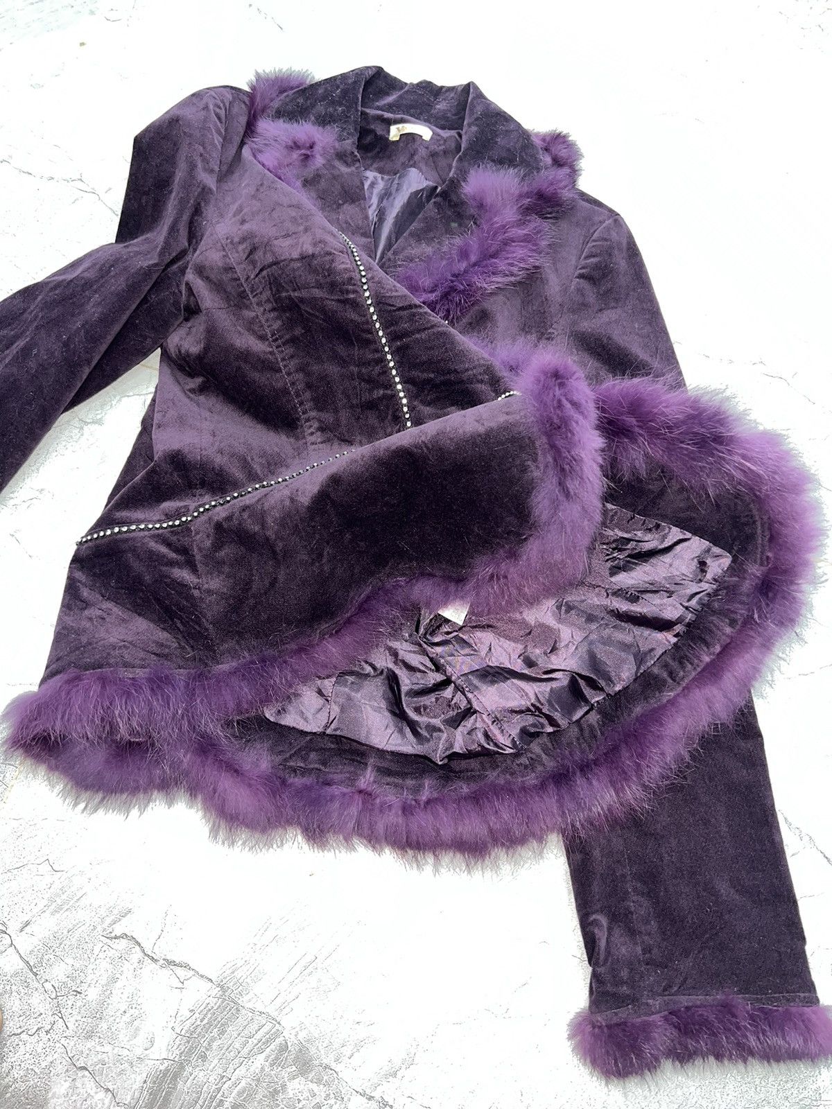 Anna Sui Velvet purple blazer with fur trim 🔮 Size M / US 6-8 / IT 42-44 - 10 Thumbnail